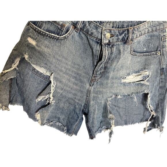 Wild Fable - Women's Highest Rise Cut Off Jean Light Denim Distressed Shorts 12 - Picture 3 of 8